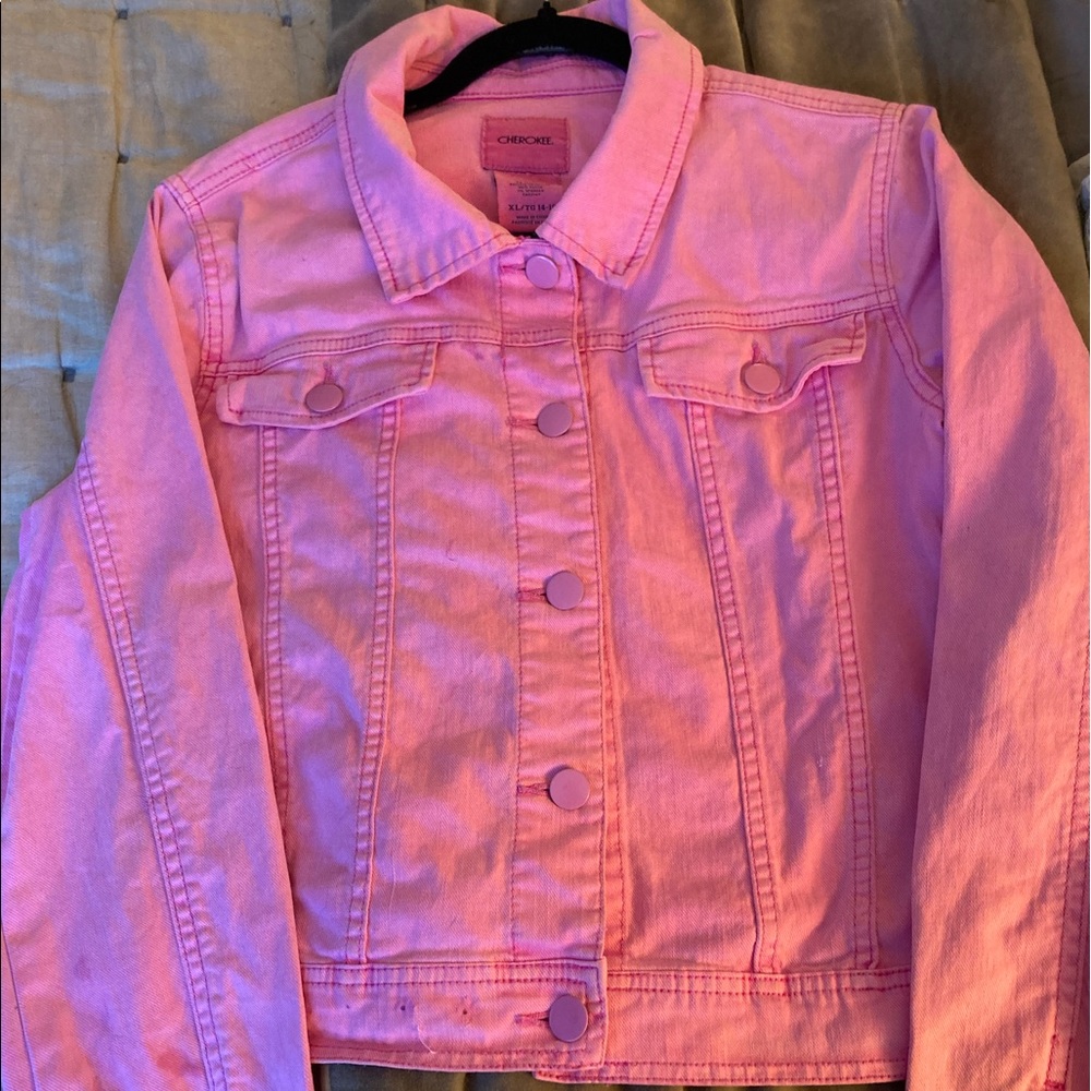 Pink denim jacket